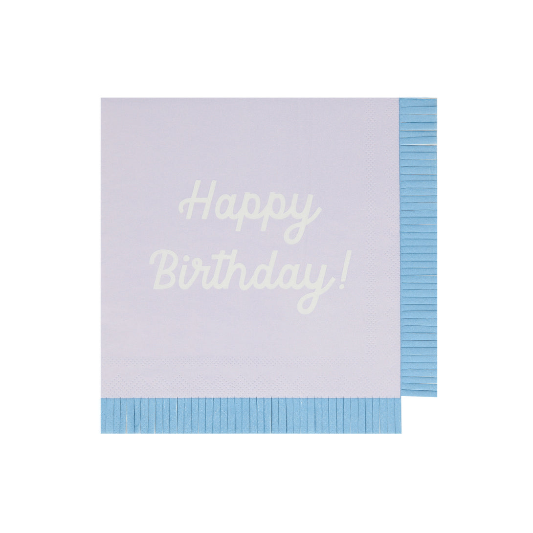 Our paper birthday napkins are made in bright colors with the words Happy Birthday on them.