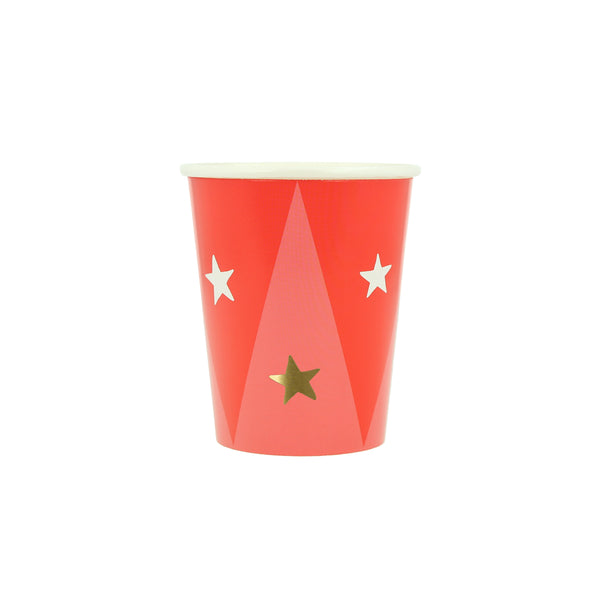 Our circus cups are perfect for a circus themed party, with bright colors and shiny gold foil stars. Image7