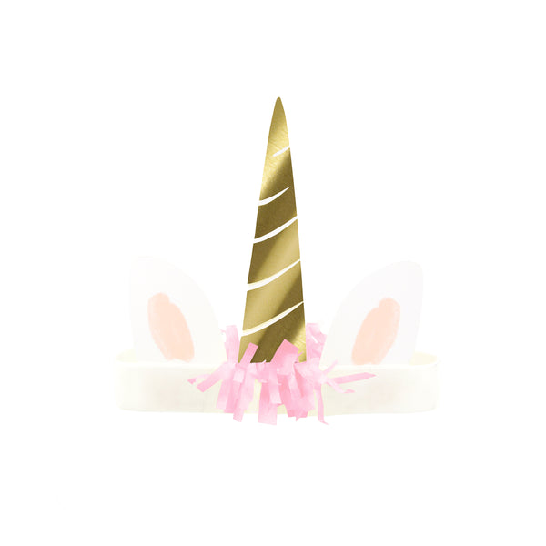 Our unicorn horns, made with shiny gold foil and pastel tissue paper fringing, are a wonderful alternative to a normal party hat. Image6
