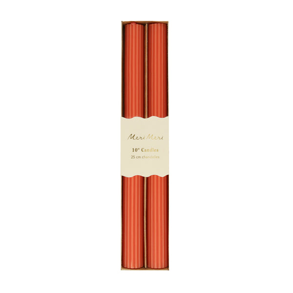 Our tall candles, in coral, are wonderful as a hostess gift or table decoration. Image5