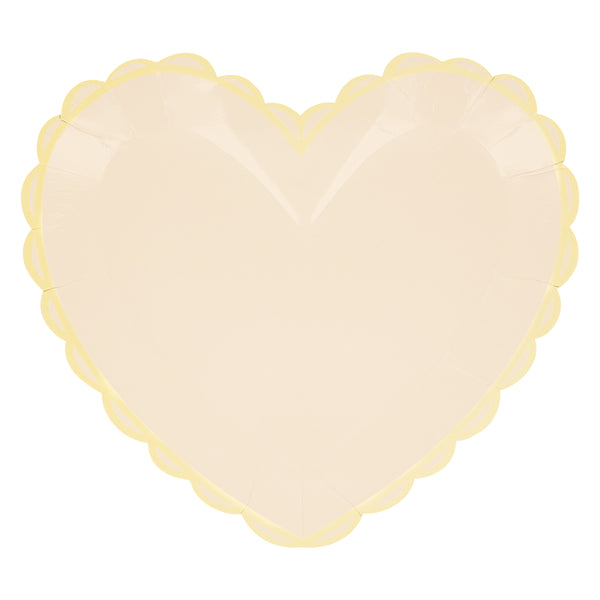 Our dinner plates, in heart shapes, feature a range of pretty pastel colors and a scalloped border. Image1