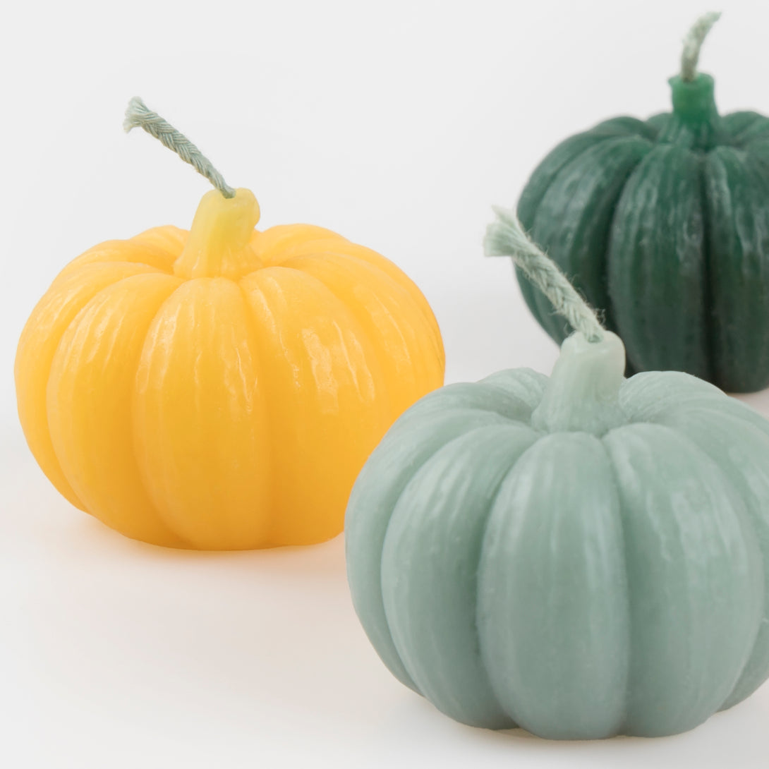 Our pumpkin candles are the perfect Thanksgiving table decorations or for as fall candles.