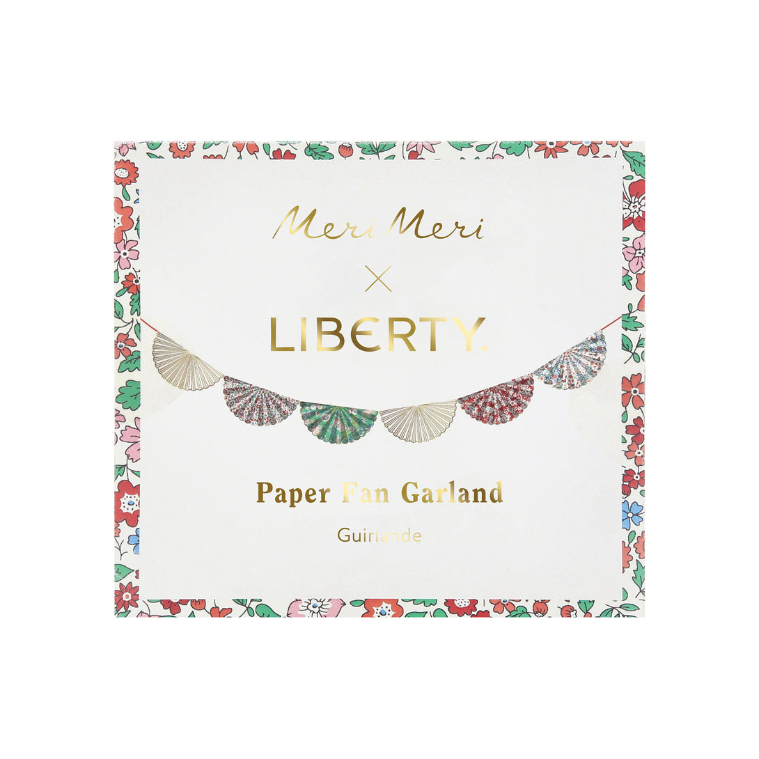 Our elegant Christmas garland has Liberty prints and matte gold foil details, pre-threaded on to a stylish red velvet ribbon. Image6