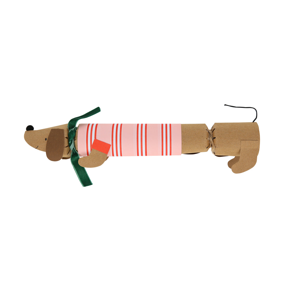 Our sausage dog Christmas crackers are utterly charming, and each contain a paper hat, joke and a sausage dog pin badget.