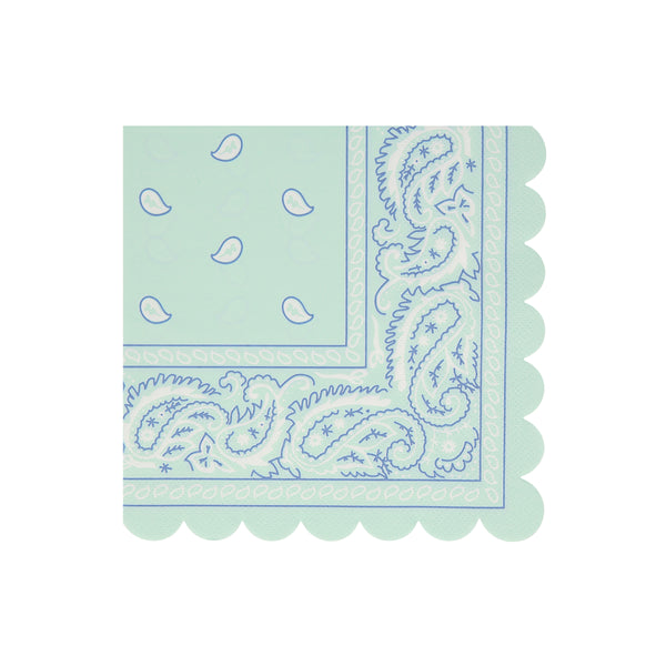 Our paper napkins, with a fun bandana design and 5 stunning colors, is ideal to add decoration to a Western birthday party or BBQ. Image4