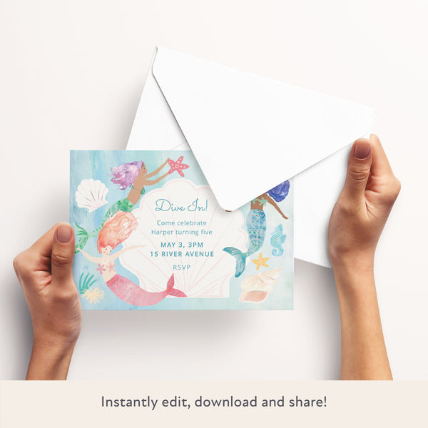 Mermaid Download & Print Invitation Image3