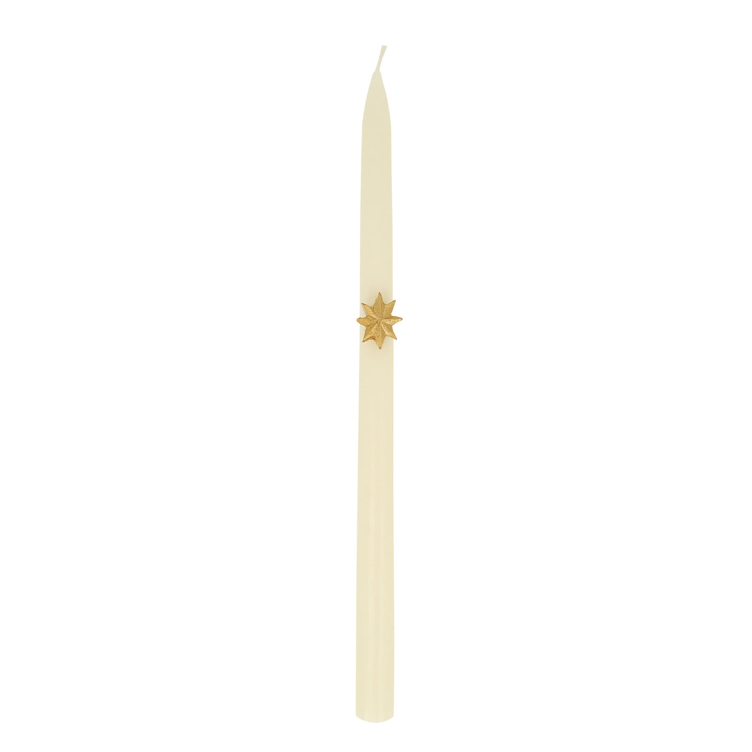 Our Christmas tall candles features gold wax stars and colored wicks for a sensational effect, a great host gift.