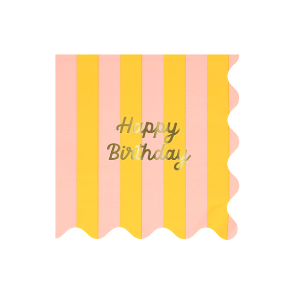 Our large striped party napkins have the words Happy Birthday on them in shiny gold foil. Image9