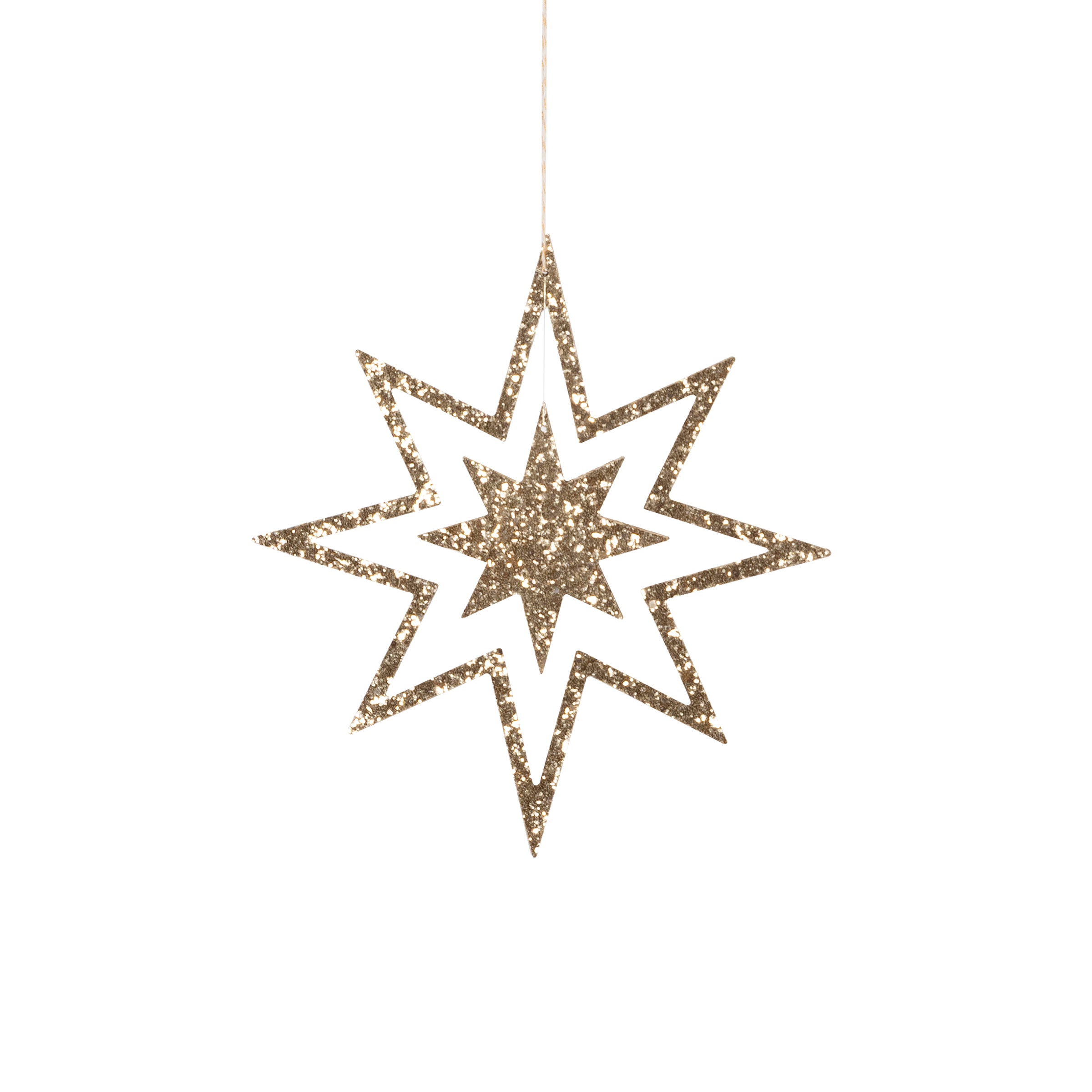 Large Glitter Wooden Star Decorations
