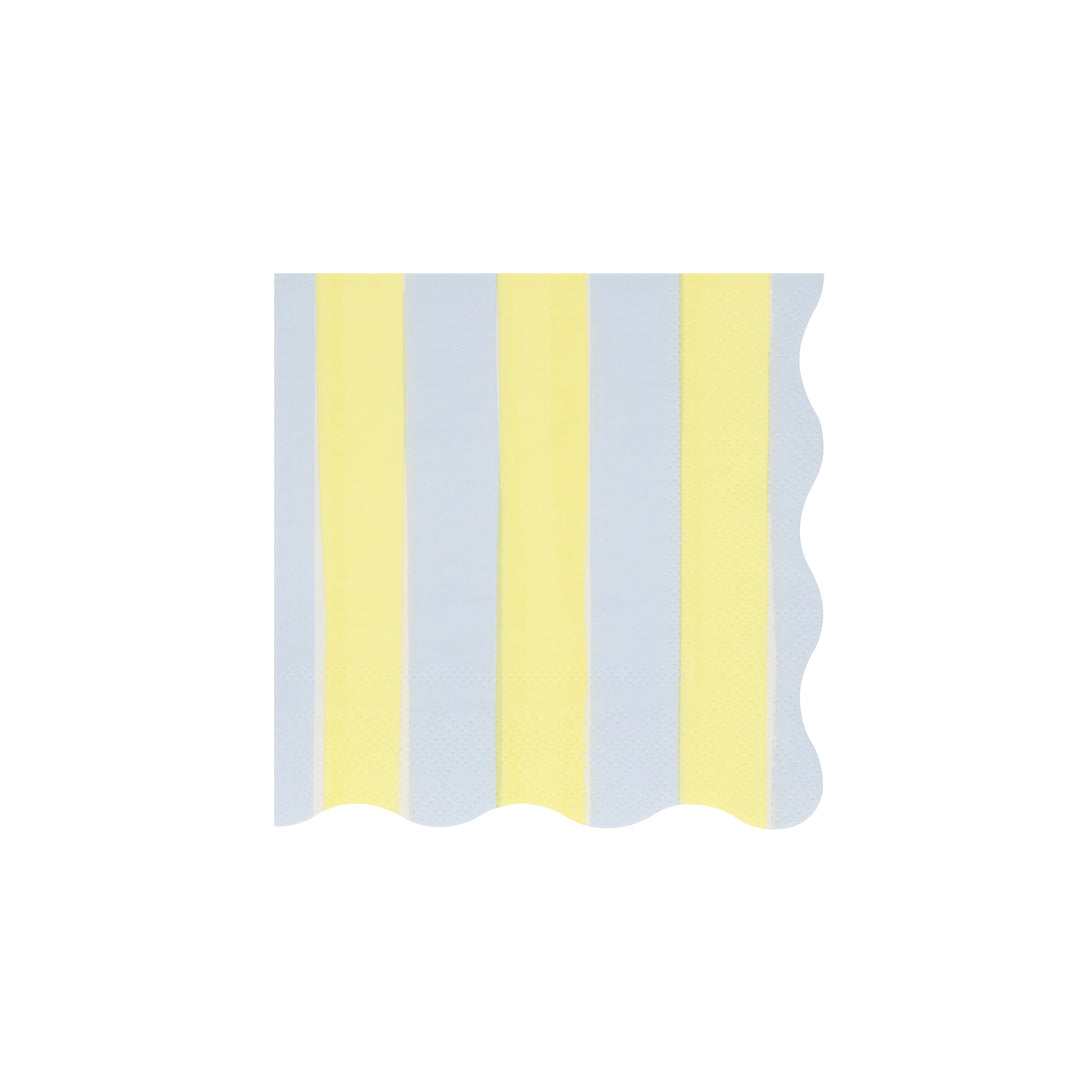 Our striped small napkins in pastel colors are perfect as cocktail napkins and paper napkins for picnics or garden parties.