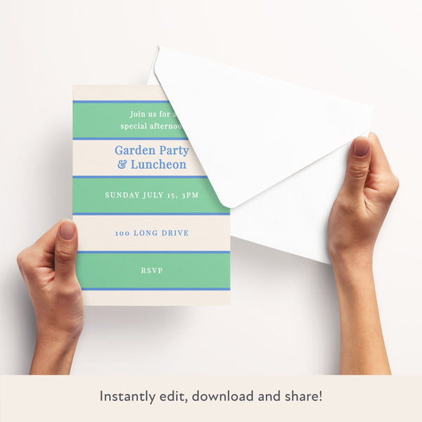 Green Cabana Stripe Download & Print Invitation
