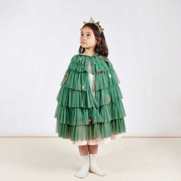 This gorgeous Christmas tree costume is made from tulle with delightful Christmas embellishments,This gorgeous Christmas tree costume is made from tulle with delightful Christmas embellishments Image1