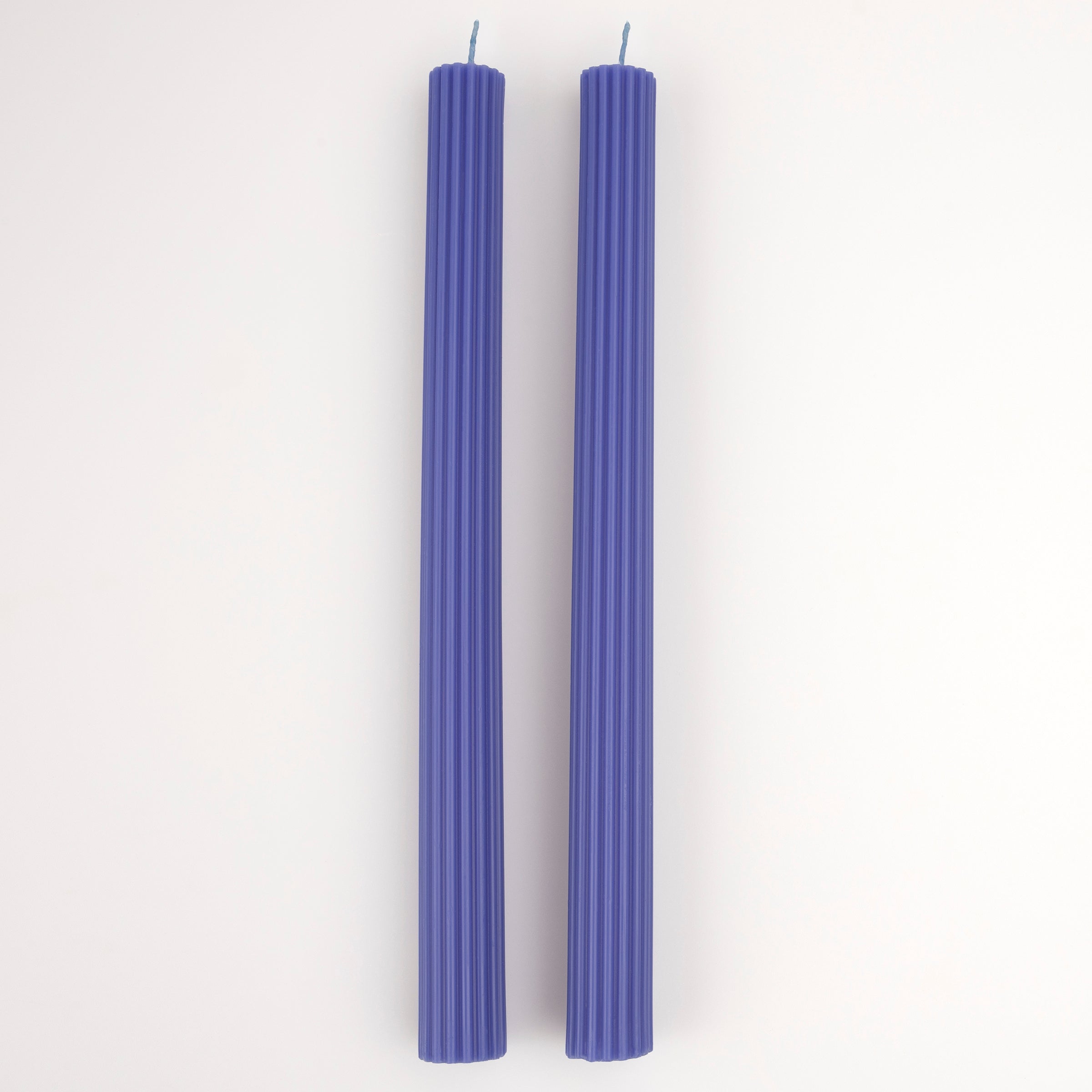 Make your party table look amazing with our ridged blue candles with blue wicks, ideal for any party with a blue theme.