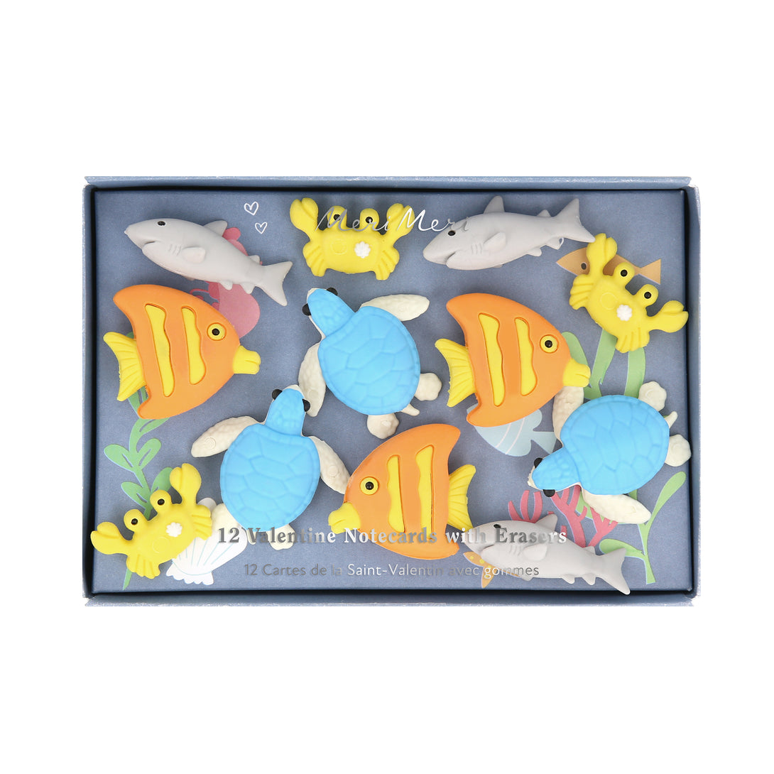 Our special Valentine's cards have a fun sea theme and come with sealife erasers as a special Valentine's gift too.