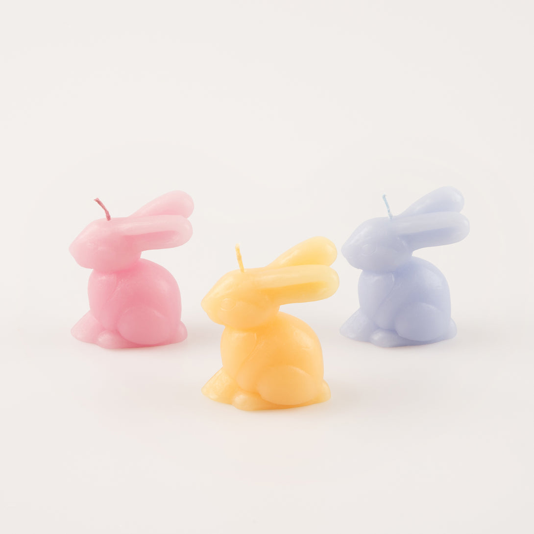 Our Easter candles make great Easter decorations, crafted in the shape of cute bunnies in pastel shades with colored wicks.