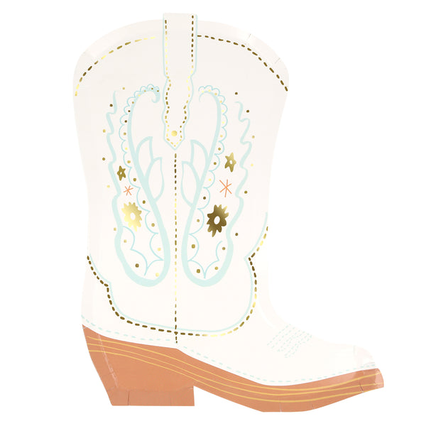 Our paper plates, in the shape of colorful cowboy boots, are perfect for a Western party. Image1