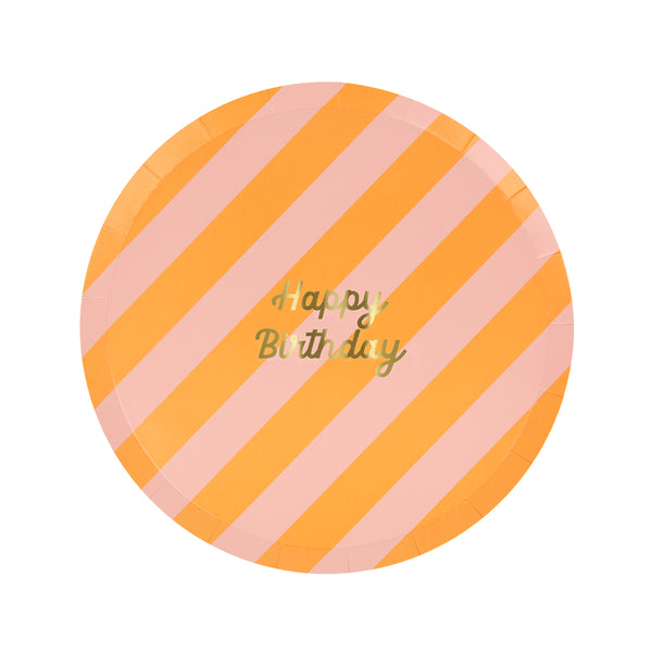 Our side plates feature an on trend pattern of stripes and the words Happy Birthday in shiny gold foil. Image5