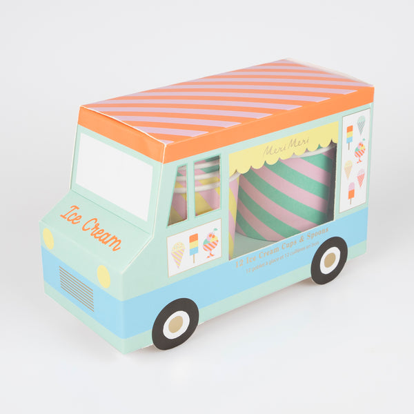 Ice cream is the perfect treat for a picnic or beach party, so delight guests with our mini ice cream van with cups and wooden spoons. Image3