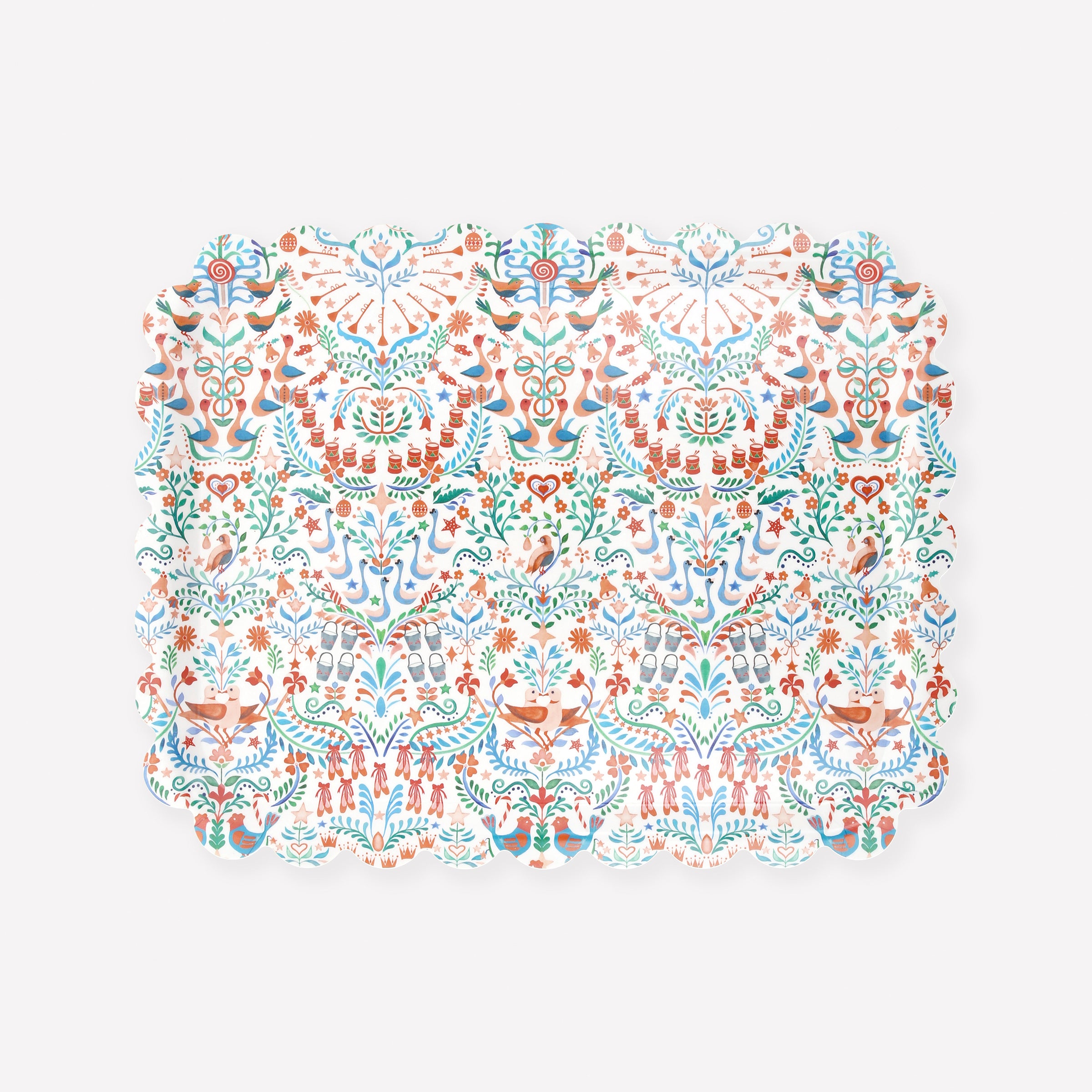 Meri Meri Scalloped Plywood Veneer Tray Small Liberty 12 Days of Christmas