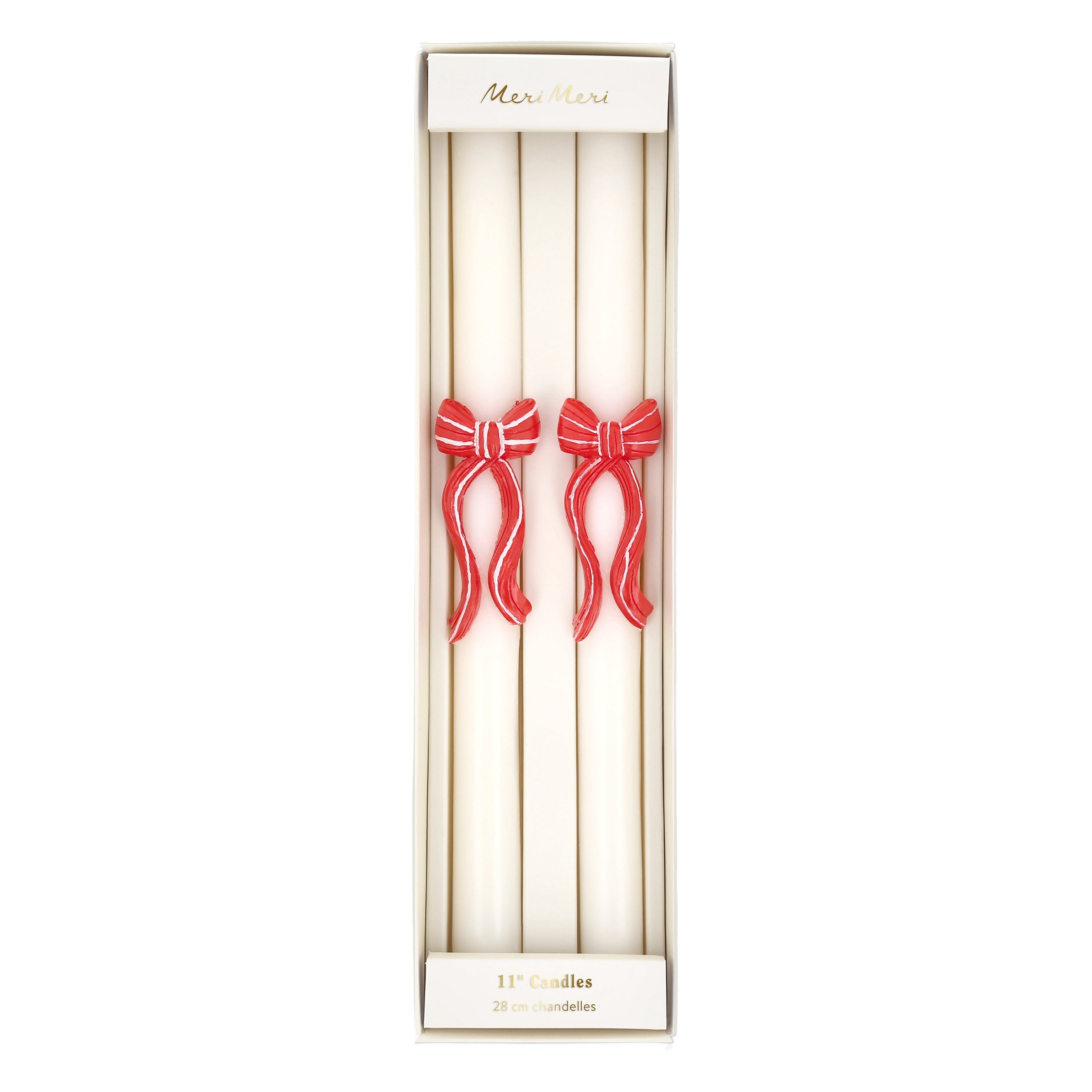 Red Stripy Bow Table Candles - Thumbnail 4