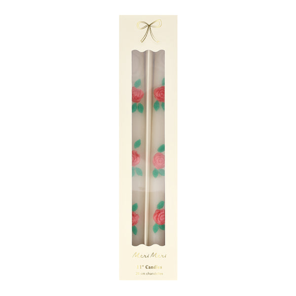 Our ivory candles have red rose embellishments and red wicks, ideal to add to your Valentine's party supplies. Image4