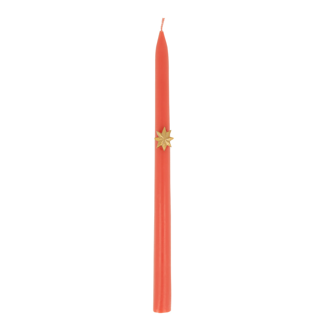 Our Christmas tall candles features gold wax stars and colored wicks for a sensational effect, a great host gift.