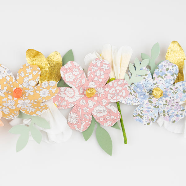 Our floral garland features pretty Liberty prints, making it wonderful for home decoration or as a baby shower decoration. Image3