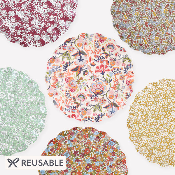 Our Thanksgiving plates, made from melamine, feature Liberty floral print patterns in rich rustic hues, perfect to reuse time and time again. Image1