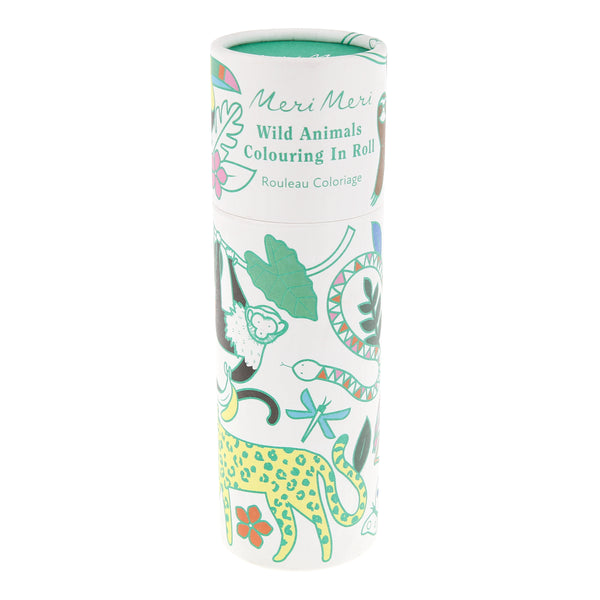 Our special coloring set, includes a roll of wild animals to color in and 5 wax crayons, all beautifully presented in a printed card tube. For 3+. Image1