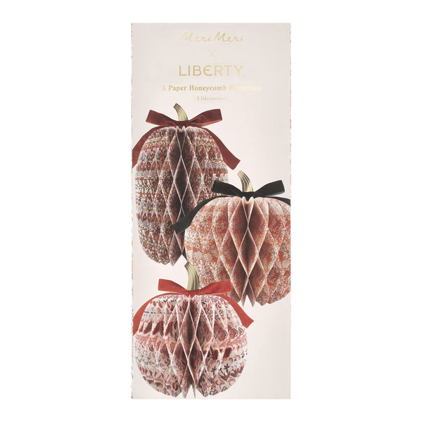 Our 3D pumpkins in rustic Liberty floral prints, with velvet bows, make sophisticated Thanksgiving decorations, or for fall parties. Image5