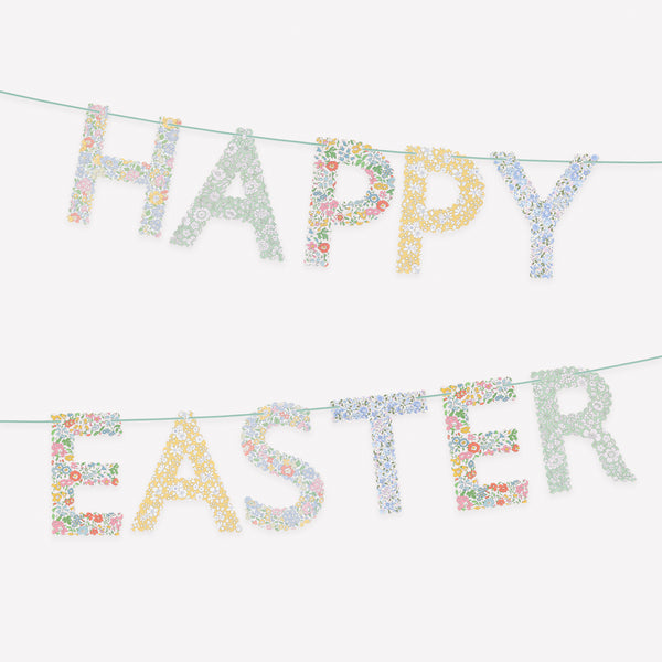 Make your Easter decorations look amazing with our Happy Easter Liberty garland, made with scalloped paper letters and a velvet ribbon. Image1