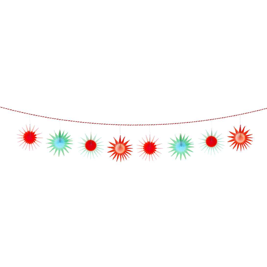 Our star garland, in bright colors, is the perfect modern Christmas garland.