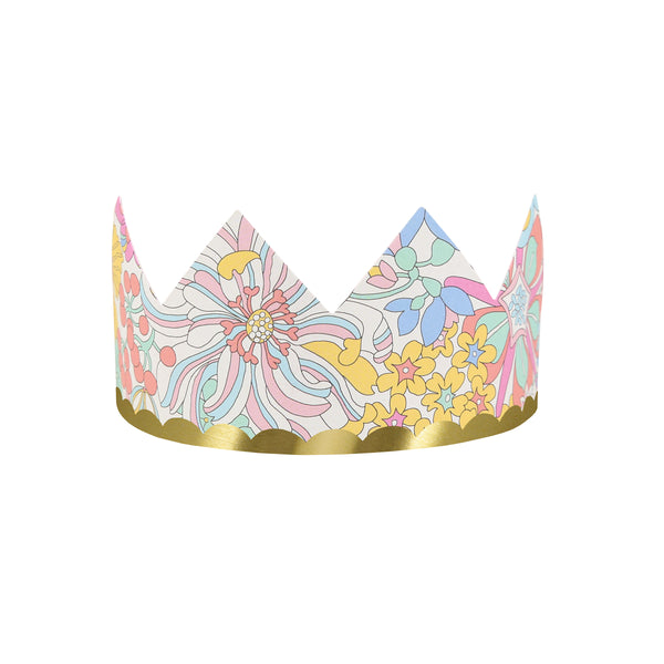 Our sophisticated paper hats are crowns with Liberty print designs, pink ribbons and gold foil, perfect for bridal showers and baby showers. Image4