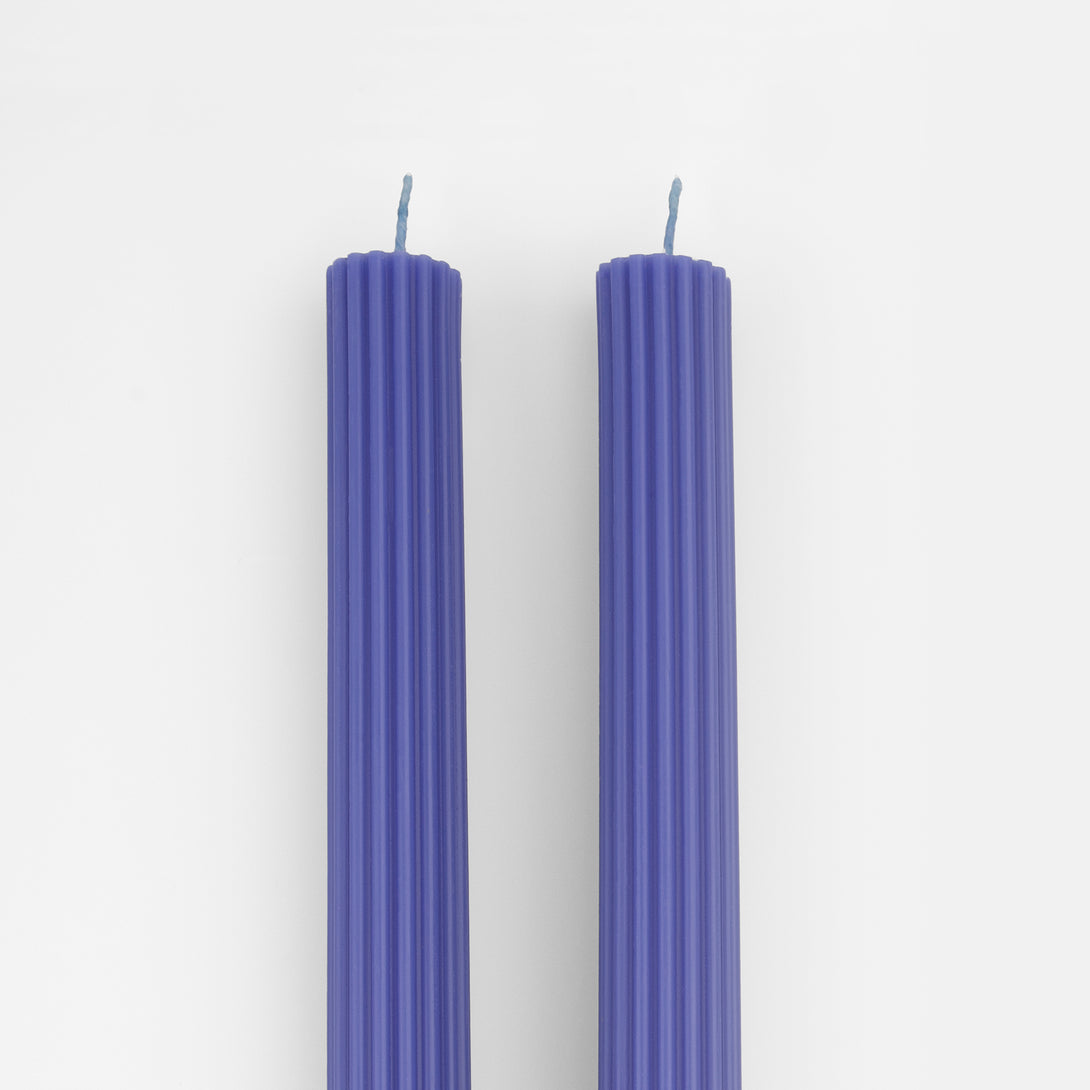 Make your party table look amazing with our ridged blue candles with blue wicks, ideal for any party with a blue theme.