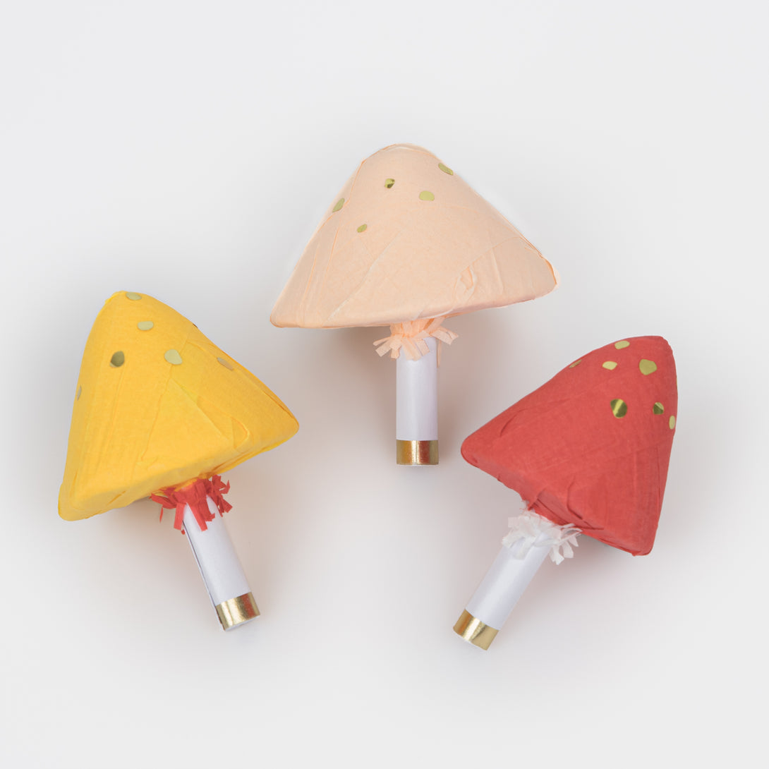 Our special party favors, in the shape of mushrooms, are perfect as party bag gifts or fairy party decorations.