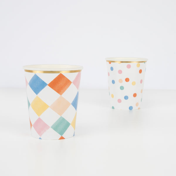 Colorful Pattern Cups (x 8)