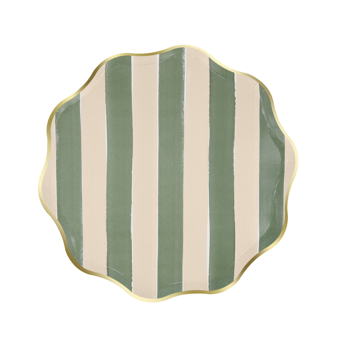 Our striped plates, in a side plate size, are made from high-quality paper and have a stunning striped design with a shiny gold foil border. Image4