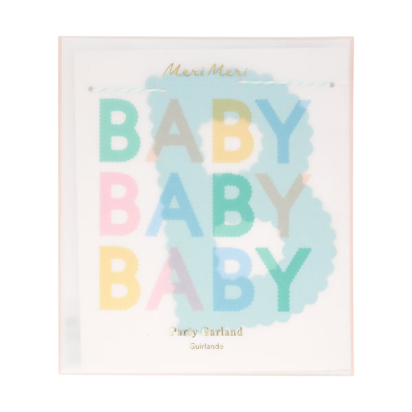 Our pastel paper garland, with the words baby, baby, baby, is ideal for your baby shower. Image3