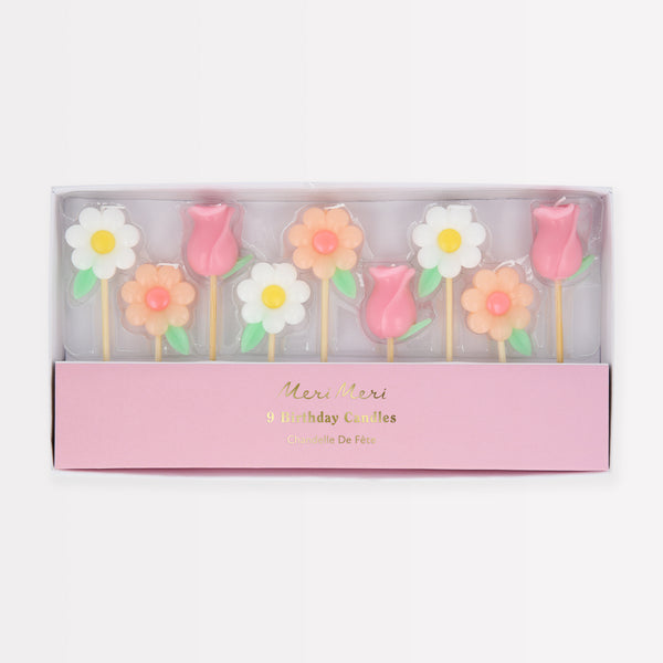 Use our pastel floral candles as birthday cake decorations for a pretty look.