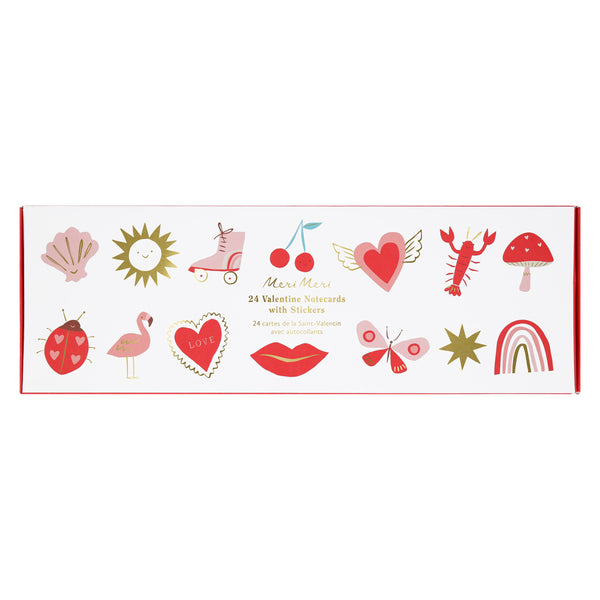 Our Valentines cards for kids include fun stickers and envelopes with puns and greetings, lots of pink and red and shiny gold foil look great. Image6