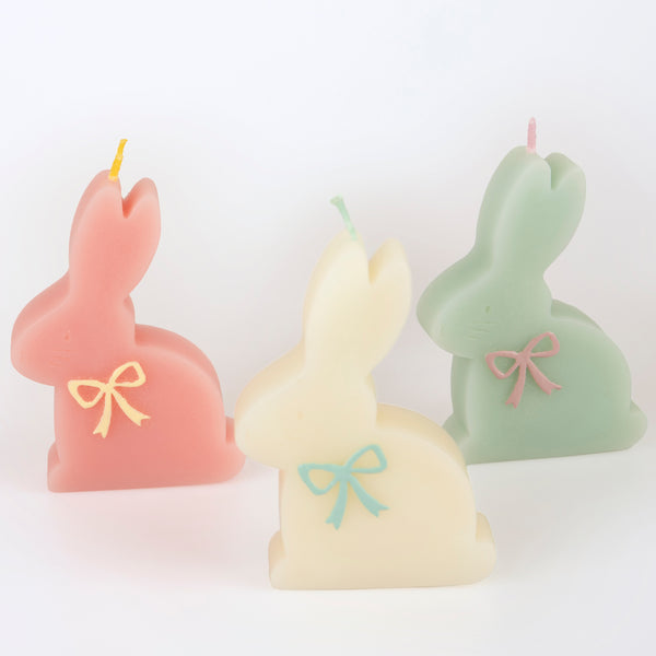 Our Easter candles, in the shape of bunnies with colored bows and wicks, are perfect for Easter cakes or as Easter decorations. Image3