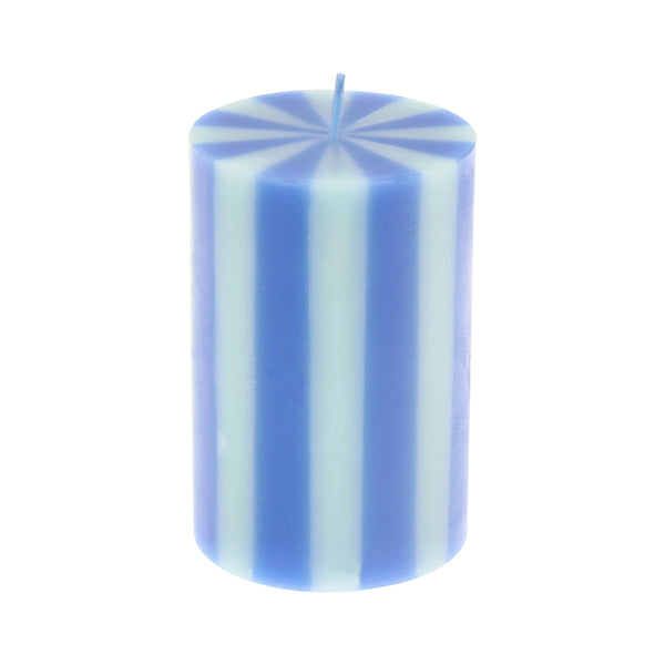 Our striped candles, in a classic pillar shape, feature 5 bright colorways and colored wicks, perfect for birthday and home decorations. Image5