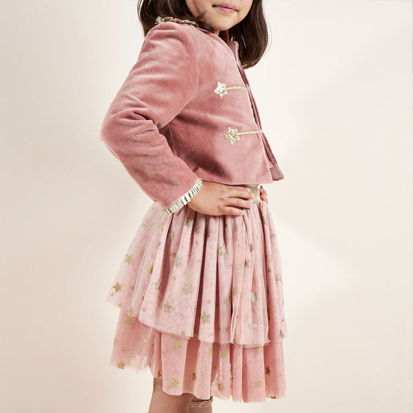 This girls' Christmas costume is made from velvet, tulle and gold lamé. Image5