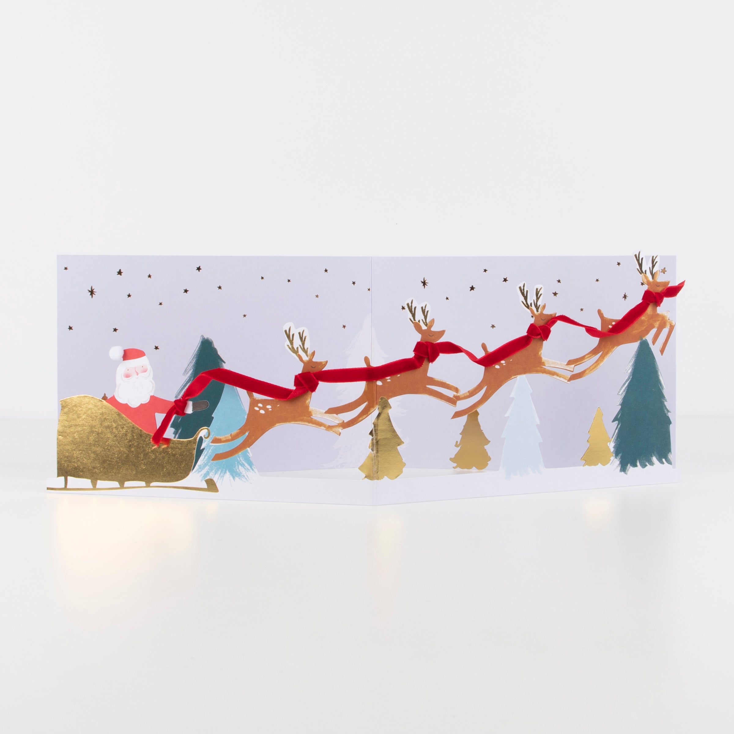 This sensational Santa Christmas Card transforms into a 3D Christmas decoration, with gold foil details and embellishments.