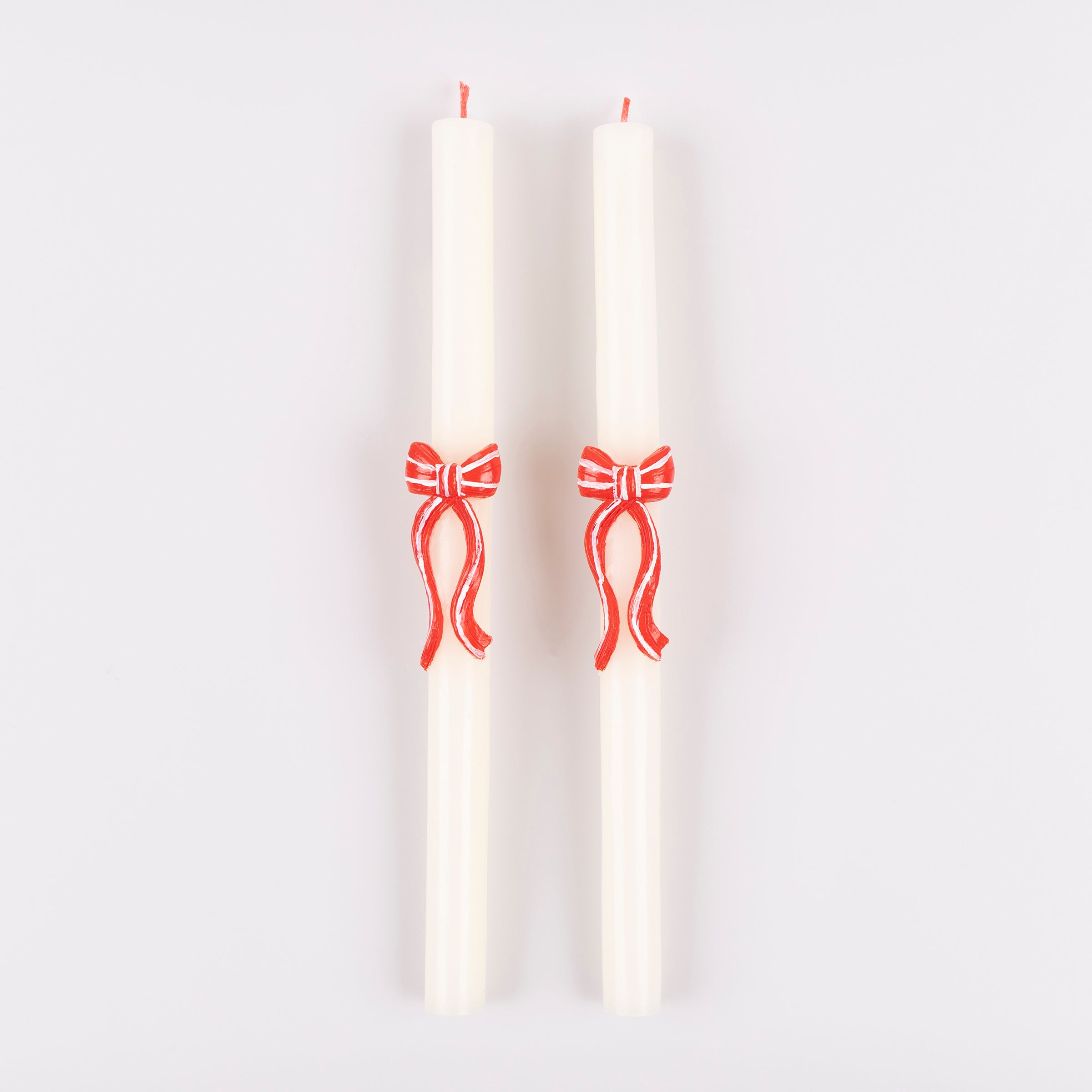 Red Stripy Bow Table Candles - Thumbnail 3