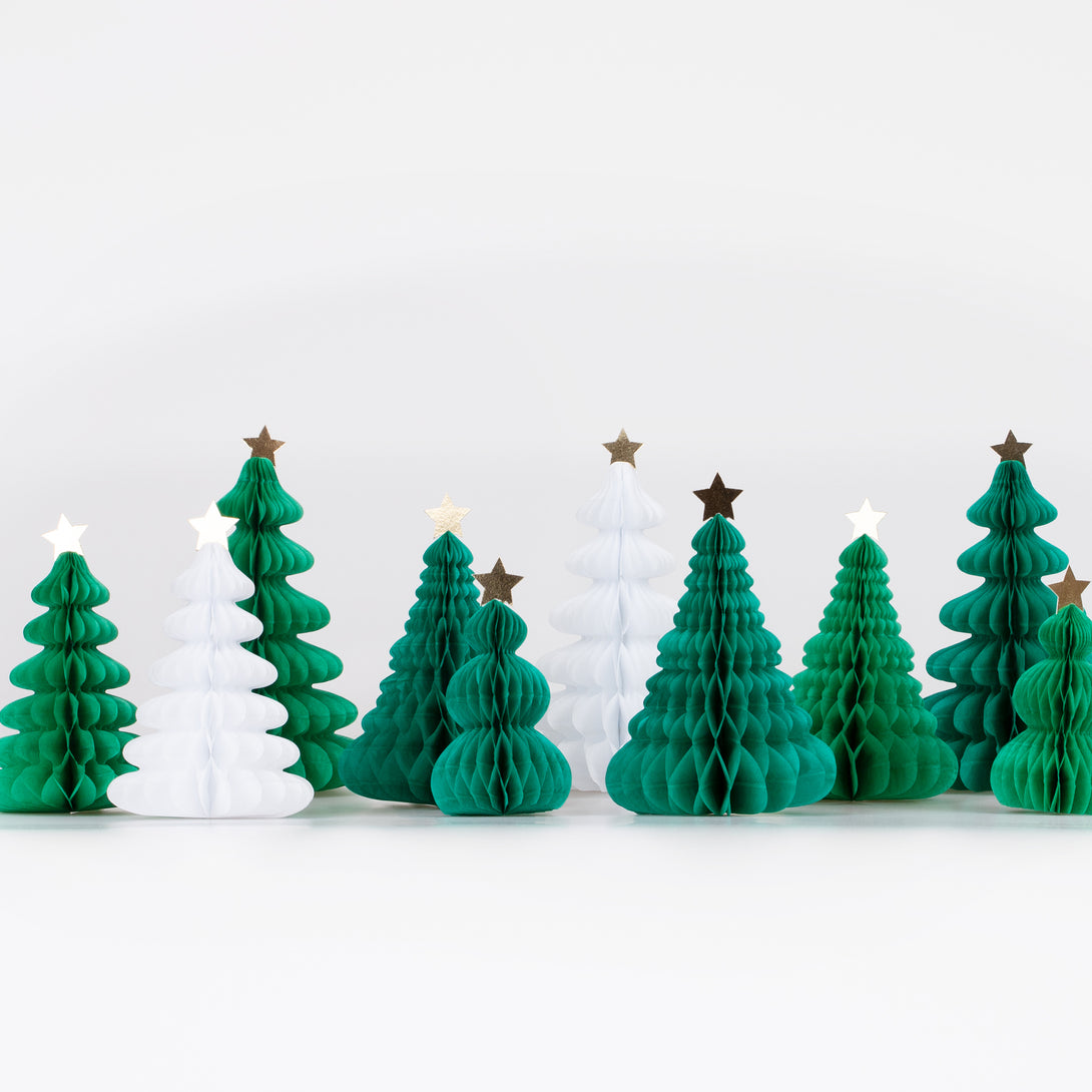 Turn your Christmas party room into a winter wonderland with our honeycomb Christmas trees.