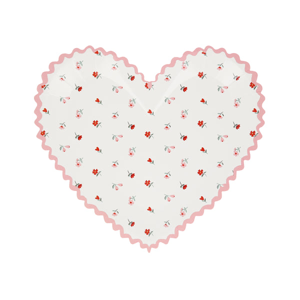 Our pink and red Valentine's plates are heart-shaped and have a pretty floral design. Image4