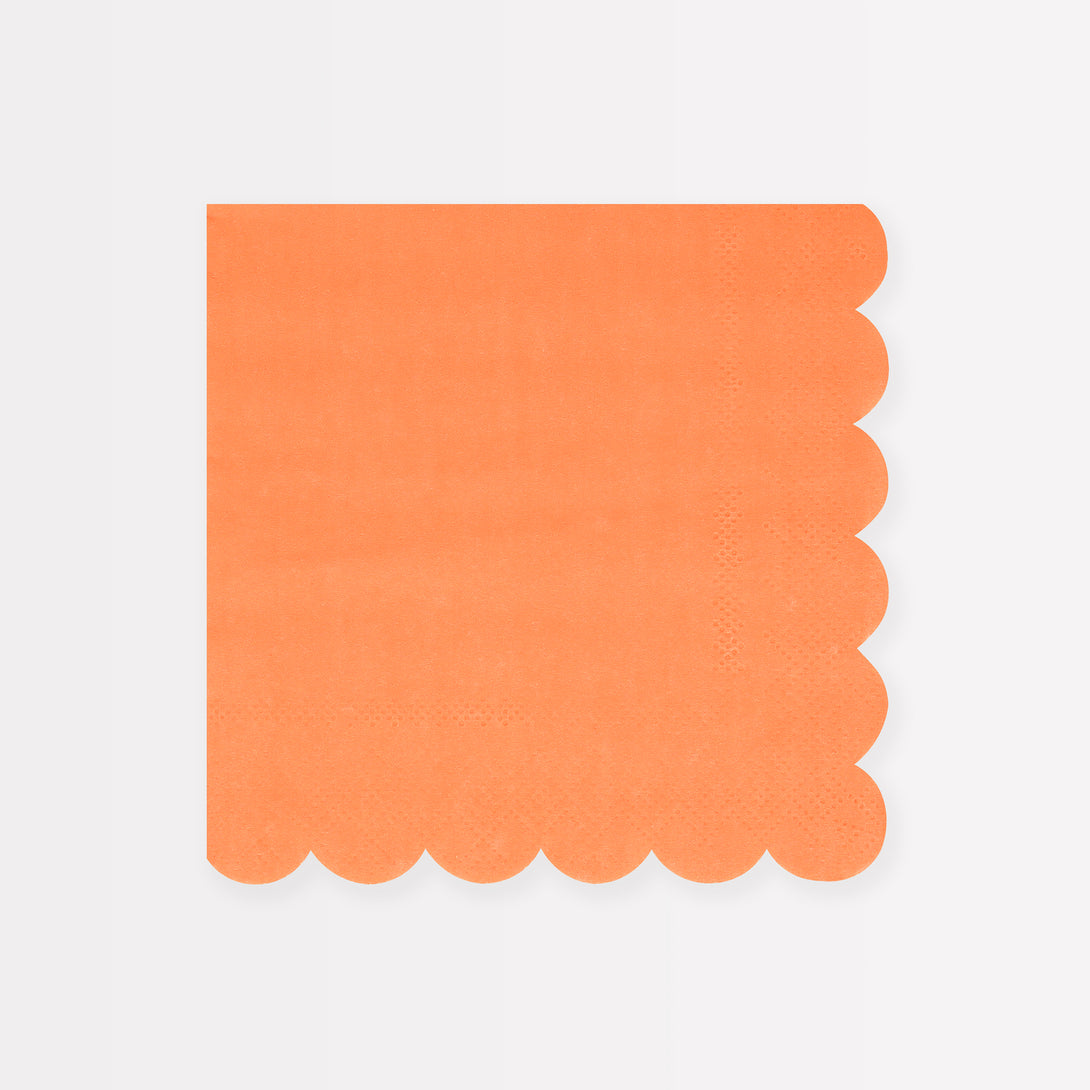 Our party napkins, in a bright orange color, have a stylish scalloped edge - ideal for a festival or BBQ.