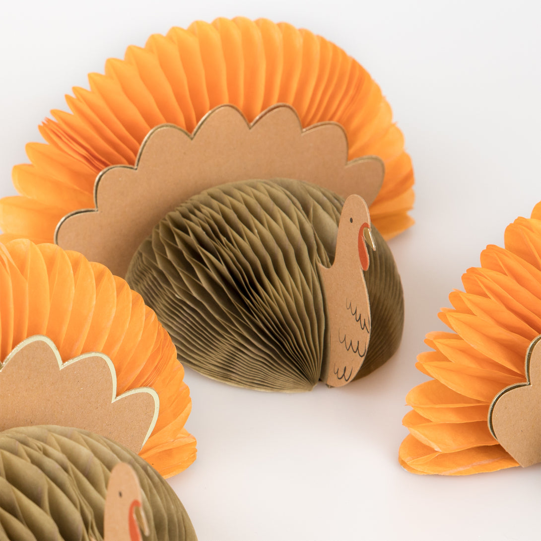 If you want turkey decorations for Thanksgiving table decoration ideas or then you'll love our turkey cards.