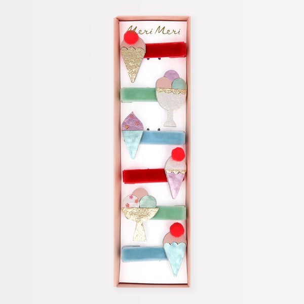 Our fun hair clips, with colorful ice cream designs, are great for pool party hair or for any summer party.